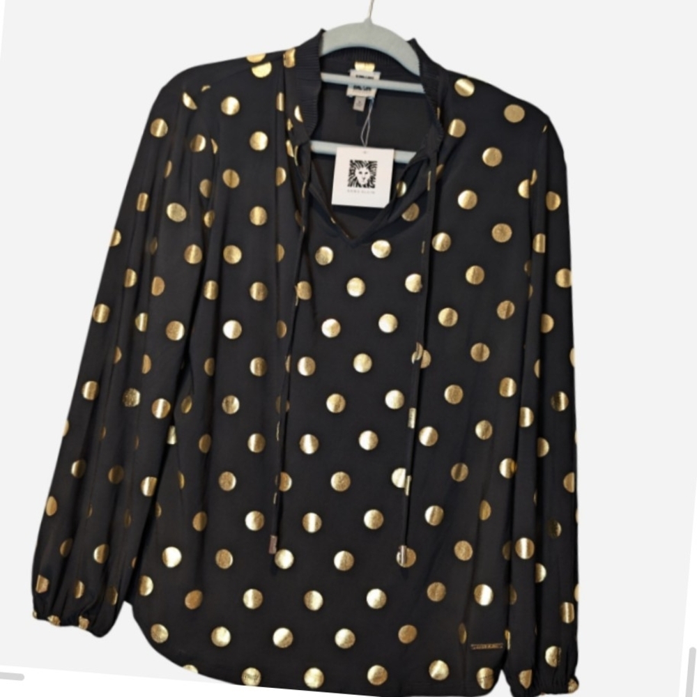 Black and Gold Polka Dot Women's Top